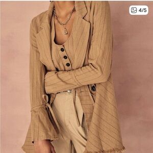 Free People Tan Striped Blazer